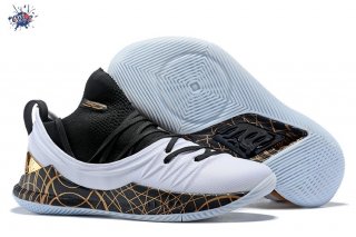 Meilleures Under Armour Curry 5 Low Noir Blanc Or