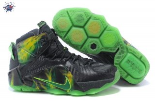 Meilleures Nike Lebron 12 Noir Fluorescent Vert
